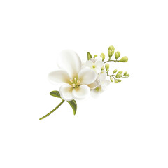 Fototapeta premium Delicate White Flower Blossom with Green Buds