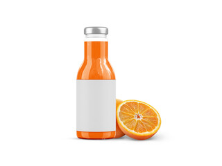 Refreshing Orange Juice Bottle with Sliced Orange