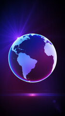 Earth on Purple Gradient with Lens Flare Effects