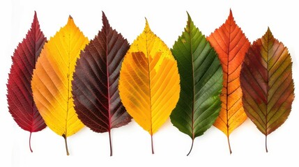 A vibrant collection of autumn leaves showcasing various colors and shapes, perfect for nature and seasonal themes.