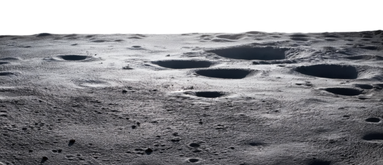 Moon surface with craters with transparent background