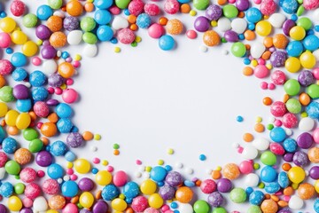 Obraz premium Halloween Candy White Background. Colorful Candy Frame on White Background