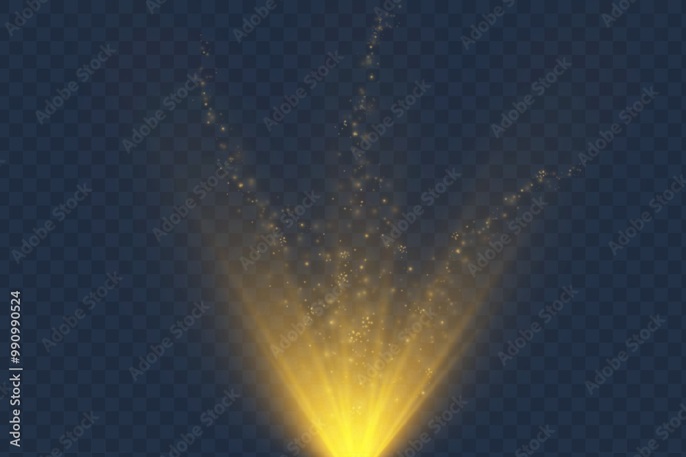 Poster Glowing light effect with lots of shiny particles isolated on transparent background. Vector star cloud with dust and highlights. For festive and advertising design.