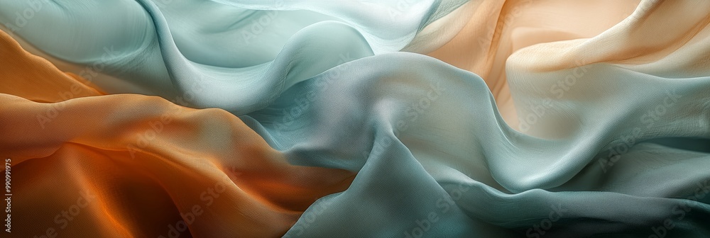 Poster a photo of an abstract composition with multiple layers of fabric in various shades, creating dynami
