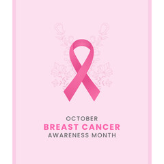 Breast cancer awareness month background design with pink silk ribbon