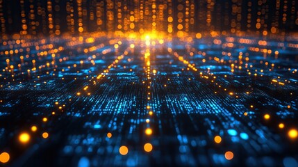A computer screen with intersecting blue and yellow lines, symbolizing ideal concepts for various technology applications.