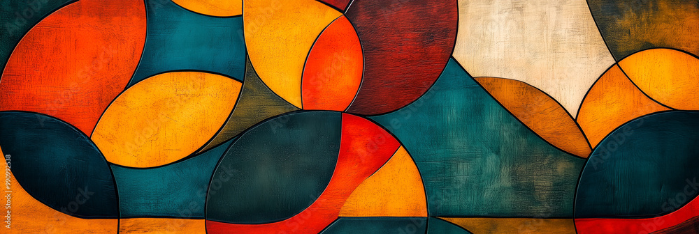 Poster abstract background with colorful geometric shapes and patterns in a retro style