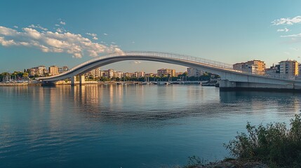 Naklejka premium Pedestrian bridge connecting city to marina on the adriatic coast
