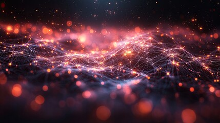 Obraz premium A conceptual visualization of connecting background dots and lines, emphasizing artificial intelligence and big data technologies.