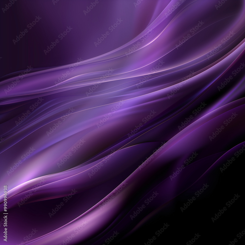 Wall mural bold, flowing ribbons of deep purple in an abstract digital design, creating a dynamic, energetic vi
