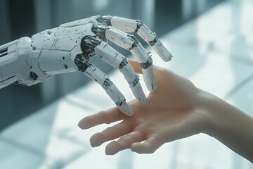 A Robotic Hand Reaching Out to a Human Hand