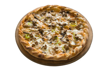 Free PSD Pizza With Cheese and Green Leaves isolated on a transparent background