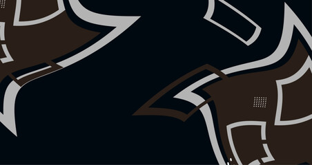 Various geometric shapes arranged in a dark color palette