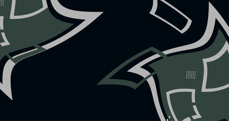 Abstract Geometric Green White Pattern with Dark Background