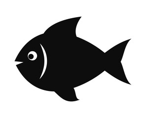 Obraz premium Simple cute fish silhouette vector icon