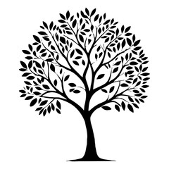 Obraz premium Tree . Black and white botanical pattern. For use in graphics, materials. Abstract plant shapes. Minimalist illustration for printing on wall decorations.