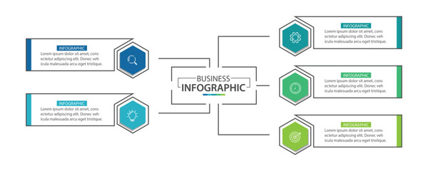 Business infographic template. 5 Step timeline journey. Process diagram, Infographic elements vector illustration.