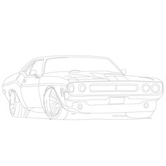 sport car vector without color isolated on black and white background