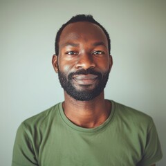 Portrait of an African man in his 40s with short dark hair smiling in a green shirt, conveying warmth and confidence