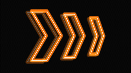 Glowing neon arrows in orange on a transparent background, pointing in opposite directions. Futuristic, abstract design with a modern, minimalistic look, ideal for technology