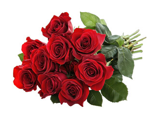 Obraz premium Red Rose Bouquet Isolated on White Background - Perfect for Valentine's Day and Romance Designs., transparent background, PNG file