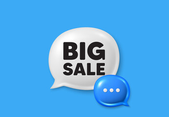 Big Sale tag. Text box speech bubble 3d icons. Special offer price sign. Advertising Discounts symbol. Big sale chat offer. Speech bubble banner. Text box balloon. Vector