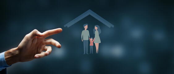 concept of family insurance. mixed media