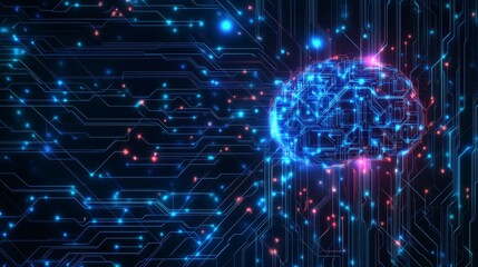 AI with circuit electric line style. Digital futuristic machine learning design. AI sign for graphic design, logo, website, social media, mobile app, UI. Vector illustration