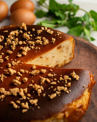 Cheesecake with mascarpone and almond nougat. Traditional Spanish Christmas recipe.