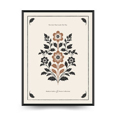 Abstract linocut floral posters template. Modern trendy minimal style. Black and white colors. Magic, mystical. Hand drawn design for wallpaper, wall decor, print, postcard, cover, template, banner.