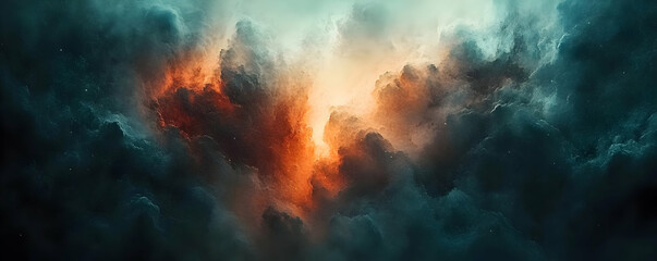 Fototapeta premium Cosmic Clouds of Gas and Dust Swirl in an Abstract Nebula Background