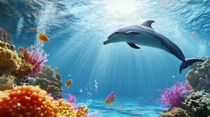 Graceful Dolphin Swimming in Crystal Clear Waters