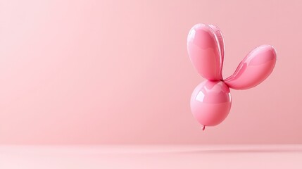 A 3D pink balloon animal floating against a pastel pink background, creating a whimsical and lighthearted atmosphere.