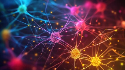 Abstract network of glowing neurons.