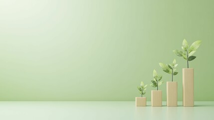 Minimalist Green Plant Displayed in a Rustic Wooden Block, Showcasing Natural Beauty and Earthy Aesthetics for Home or Office Décor