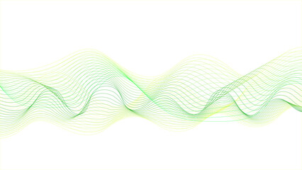 Abstract blue and green gradient wavy flowing line blend background. Flowing yellow and green abstract waves on a white background.	