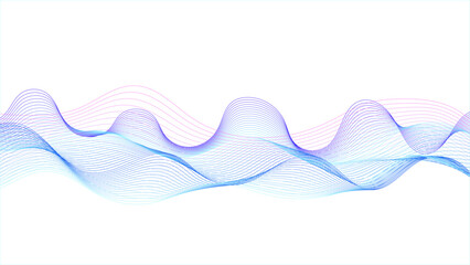 Vector wave lines smooth flowing dynamic blue purple pink gradient isolated on white background. Purple smoke on a white background.
