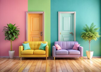 Vibrant bright colors muted pastel colors