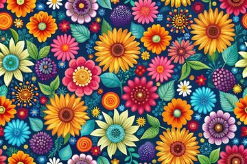 Vibrant flower pattern layout