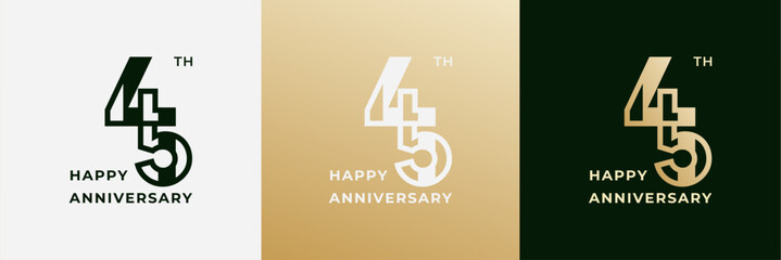 Logo 45th, 45 years happy anniversary, Creative design template for celebration, birthday, greeting and invitation. Editable file