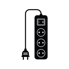 Extension cord black and white flat vector icon design. Extension cord symbol design and clip art