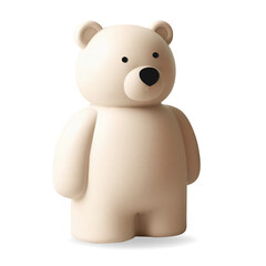 3d render bear in pastel colors. Cute animal, kids toy. Realistic 3d design element in plastic style.