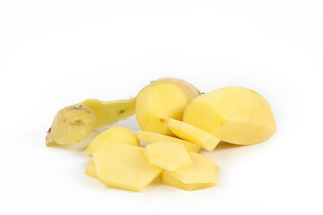 raw potatoes isolated on white background