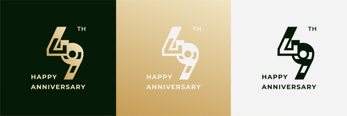 Logo 49th, 49 years anniversary, Creative design template for celebration, greeting, birthday and invitation. Editable file