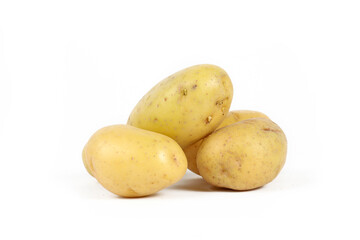 raw potatoes isolated on white background