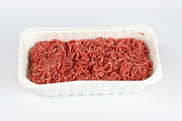 raw minced beef isolated on white 