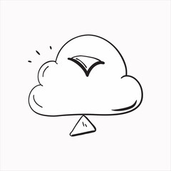 "Minimalist Cloud Download Icon Silhouette with Bold Downward Arrow – Modern Vector Design