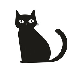 Black cat hand drawn. Vector illustration.