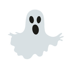 Vector illustration of levitating halloween ghost hand drawn for your design.