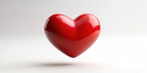 Obraz premium Simple red heart flying, Isolated background, love, romance, passion, Valentine's Day, symbol, red, heart shape, concept